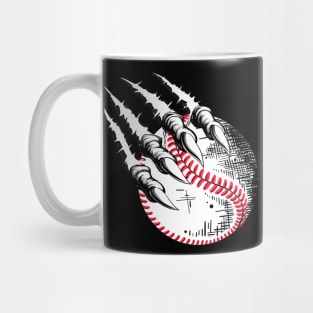 Skeleton hand baseball scratching baseball player Mug